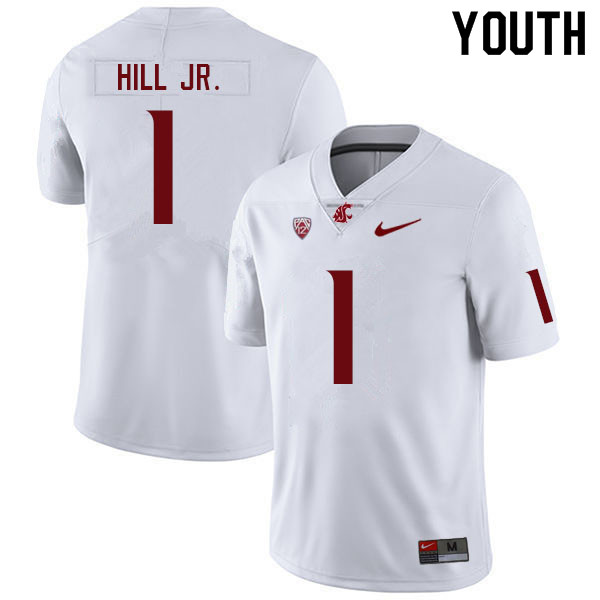 Youth #1 Tyrone Hill Jr. Washington State Cougars College Football Jerseys Sale-White - Click Image to Close